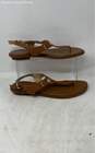 Michael Kors Womens MK Plate Brown Leather Thong Sandals Size 9.5M image number 2