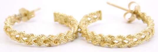14K Yellow Gold Braided Hoop Earrings 3.0g image number 4