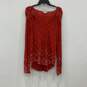 Lucky Brand Womens Red White Long Sleeve V-Neck Tunic Top Shirt Size Medium image number 1