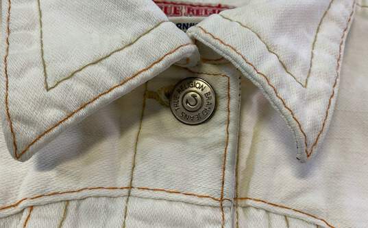 True Religion Womens Beige Cotton Long Sleeve Denim Trucker Jacket Size XS image number 3