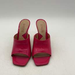 Schutz Womens Divana Pink Gold Open Toe Block Heel Slide Sandals Size 7 B