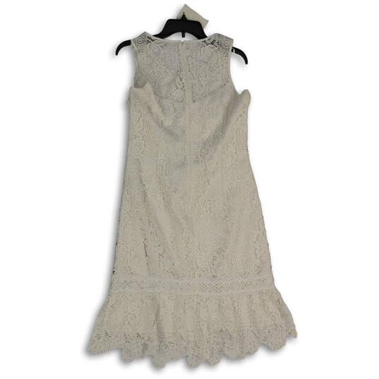 NWT Women White Lace Sleeveless Round Neck Knee Length A-Line Dress Size 12 image number 2