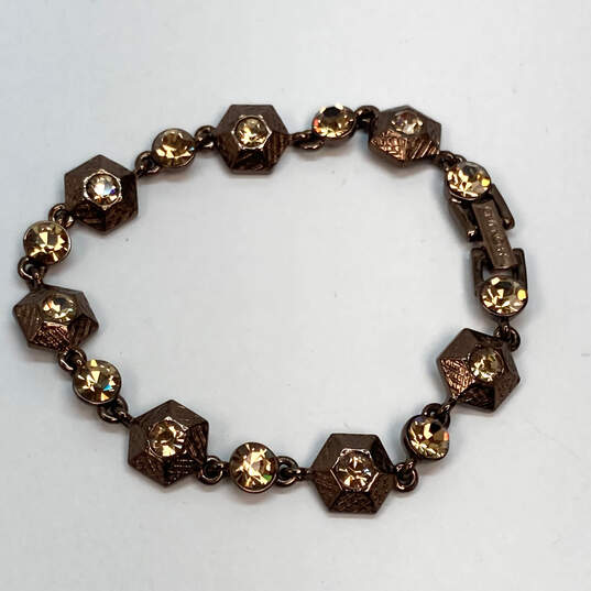 Designer Givenchy Brown Crystal Cut Stone Fashionable Chain Bracelet image number 3