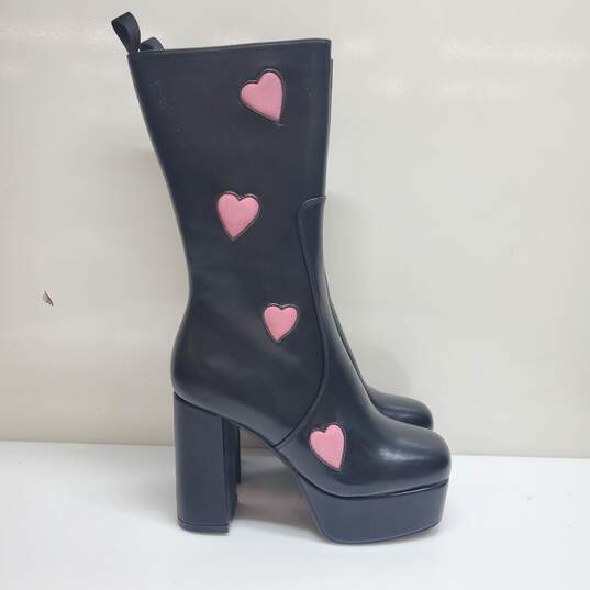 LAMODA Believe That Platform Boots in Black Leather Women's Size 8 image number 2