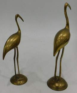 2 Vintage Brass Crane Heron Egret Bird Figurines alternative image