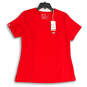 NWT Womens Red Short Sleeve V-Neck Pullover T-Shirt Size Medium image number 1