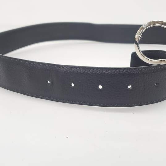 Salvatore Ferragamo Women's Silver Tone Gancini Black Leather Belt Size 36 w/COA image number 4