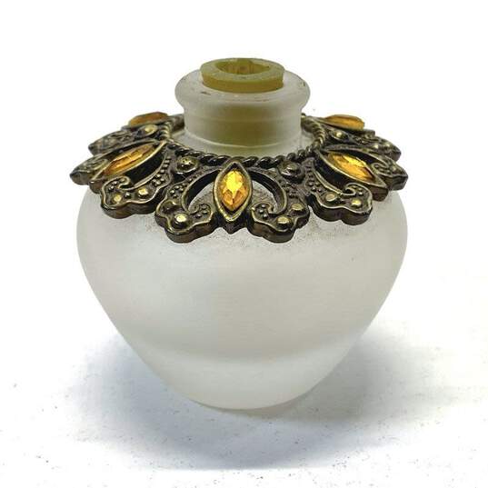 2 Vintage Perfume Bottles Swirl Blue Art Glass & Art Nouveau Dragonfly Bottles image number 4