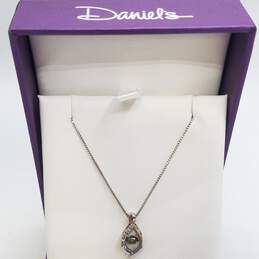 Daniel's Jeweler Sterling Silver Diamond Pendant 18in Necklace W/Box 2.5g