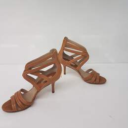 Michael Kors Brown Leather Ankle Back Zip Sandals Size 40.5 US 10 alternative image