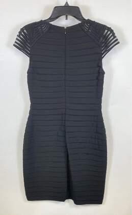 Adrianna Papell Womens Black Pleated Round Neck Cap Sleeve Sheath Dress Size XS alternative image