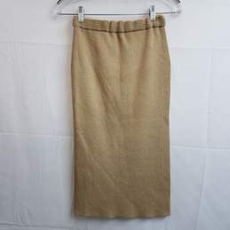 Michael Kors gold metallic knit pull on bodycon skirt M