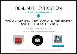 Mario Valentino 'New Diamond' Red Leather Studded Envelope Crossbody Bag w/COA alternative image