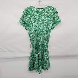 Boden Women's Green Paisley Print Wrap Front Stretch Cotton Romper Size 10 alternative image