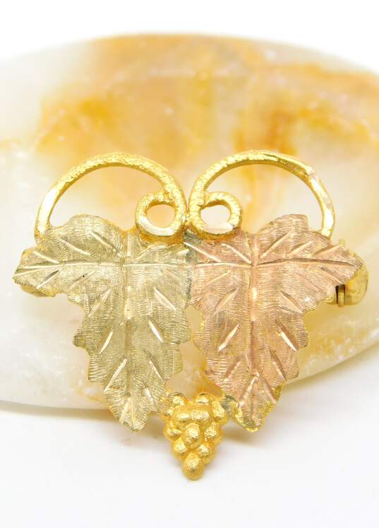 10K Yellow & Rose Gold Etched Leaf Pin/Brooch 1.8g image number 2