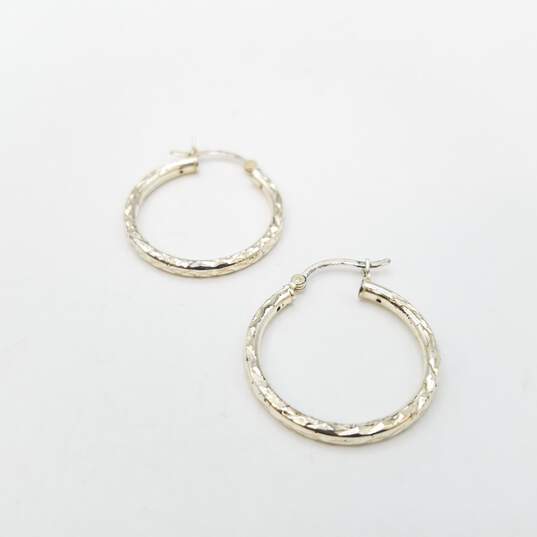 Sterling Silver CZ Pendant 18in Necklace Hoop Earrings 6 1/2in Hinge Bracelet Bundle 3pcs 14.8g image number 2