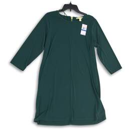 NWT Michael Kors Womens Green Round Neck 3/4 Sleeve Back Zip Shift Dress Sz XL