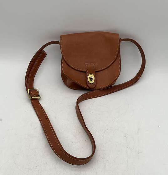 Fossil Austin Small Brown Leather Saddle Crossbody Bag image number 1