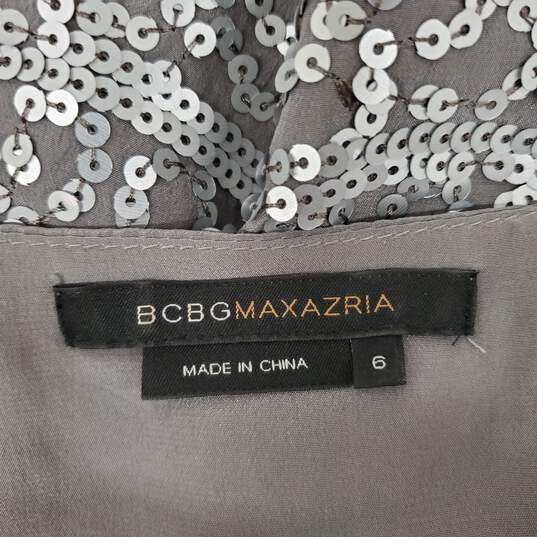 Bcbgmaxaria Silver Sequence Mini Dress Size 6 image number 3