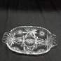 2pc Set of Press Cut Star Pattern Glass Serving Platters w/Crystal 25th Anniversary Bell image number 6
