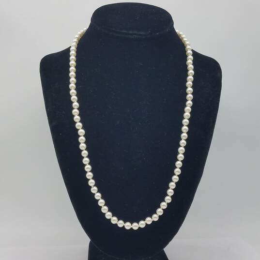 D? Sterling Silver Faux Pearl 24" Necklace 25.6g image number 1
