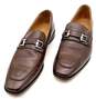 Saks Fifth Avenue Men's Brown Leather Bit Loafers Size 9 image number 1