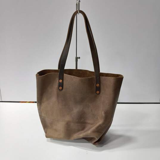 KMM & Co. Brown Pebbled Leather Shoulder Bag Tote Purse Handbag image number 2