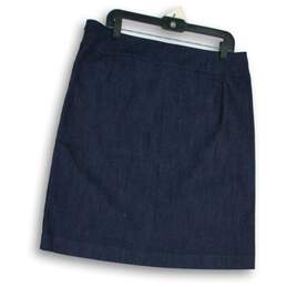 Talbots Womens Navy Blue Flat Front Side Zip Casual Mini Skirt Size 14 alternative image