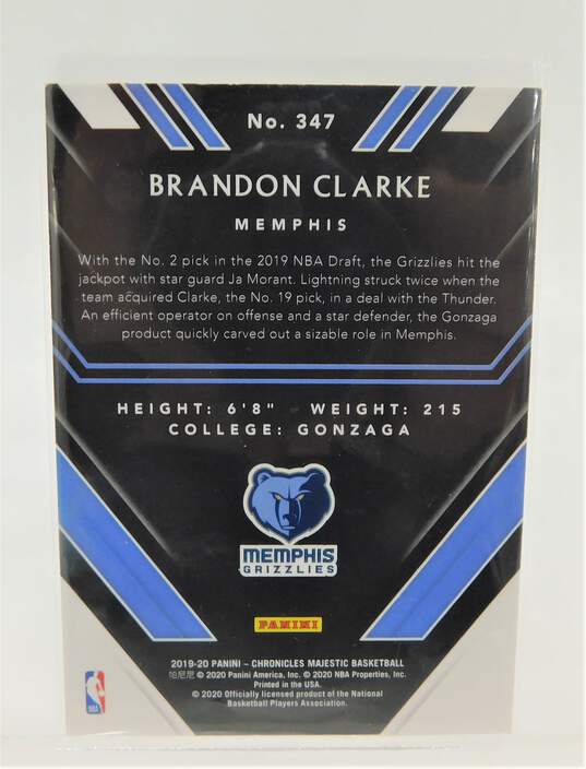 2019-20 Brandon Clarke Panini Majestic Rookie Blue /99 Memphis Grizzlies image number 2