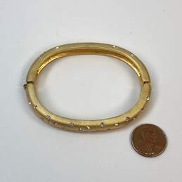 Designer Swarovski Gold-Tone Swan Hallmark Crystal Hinged Bangle Bracelet