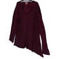 Womens Dark Purple Solid Long Sleeve V Neck Blouse Size XL image number 3