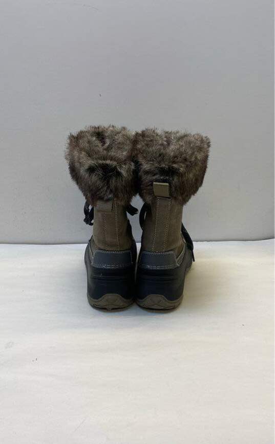 KHOMBU Grey Lace Up Snow Boot with Faux Fur Accent Women 8 image number 5