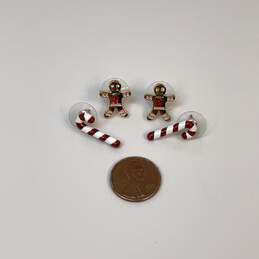 Designer Betsey Johnson Holiday Christmas Gingerbread And Candy Cane Earrings