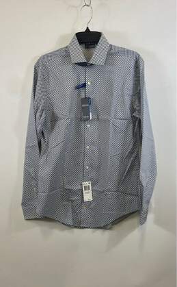 NWT Kenneth Cole Reaction Mens Gray White Polka Dot Button-Up Shirt Size 15