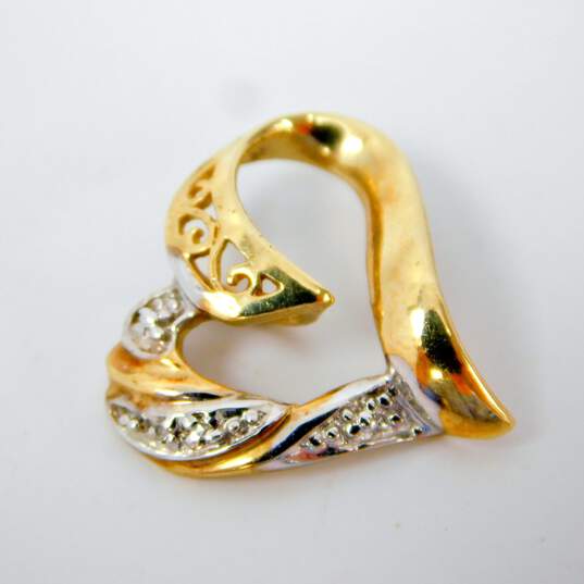 10k Yellow Gold Diamond Accent Scrolled Open Heart Pendant 1.1g image number 2