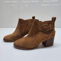 UGG Buckle Heel Chestnut Brown Suede Ankle Boots Size 9.5