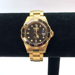 Designer Invicta Pro Diver Gold-Tone Dial Stainless Steel Analog Wristwatch