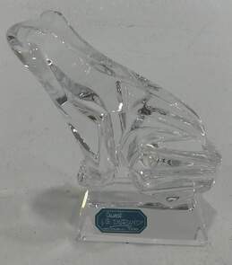 J G. Durand Crystal Glass Frog Figurine Paperweight France Signed W/ Label