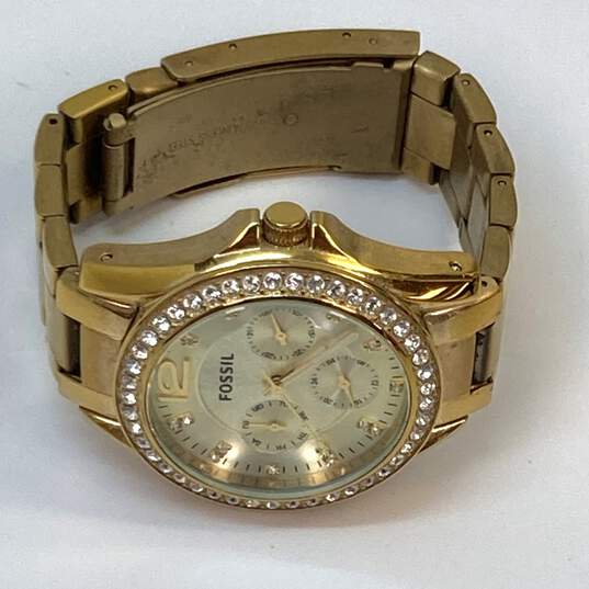 Designer Fossil Riley ES3203 Gold-Tone Stainless Steel Multifunction Wristwatch image number 2