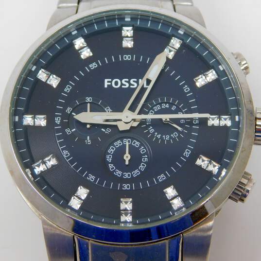 Fossil FS-4565 Chunky Silver Tone Men's Chronograph Watch 163.3g image number 6