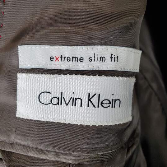 Calvin Klein Brown Wool Extreme Slim Fit Blazer Sz 48L image number 2