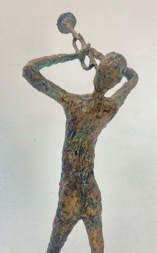 Brutalist Style Paper Mache Wire Frame Trumpet Musician Sculpture 19.5in Tall image number 5