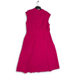 Ann Taylor Womens Pink Polka Dot Mock Neck Sleeveless A-Line Dress Size 16 alternative image