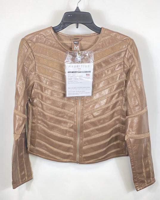 Mauritius Women Pink Sheer Leather Jacket Sz 8 image number 1