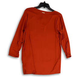 NWT Womens Orange Long Sleeve V-Neck Regular Fit Pullover Tunic Top Size M alternative image