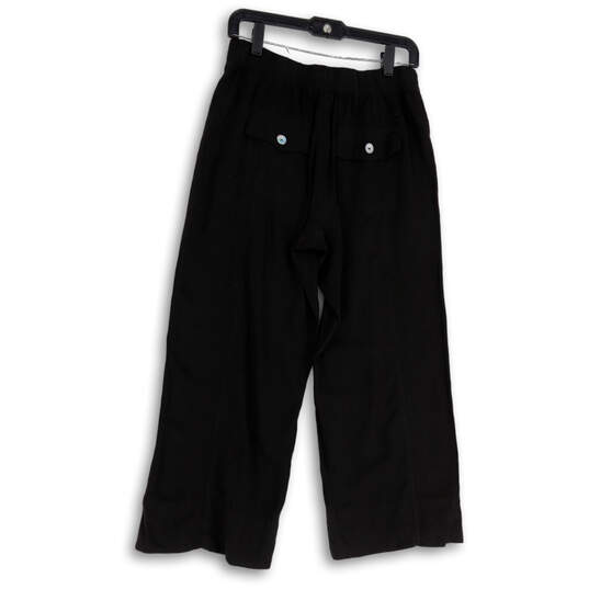 NWT Womens Black Elastic Waist Pull-On Straight Leg Cropped Pants Size 6P