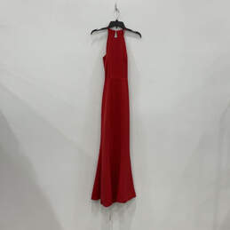 Womens Red Sleeveless Halter Neck Backless Midi A-Line Dress Size 2