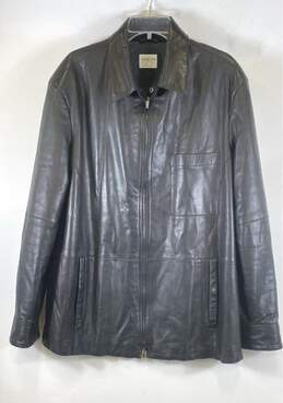 Armani Collezioni Men Black Faux Leather Jacket Sz 42