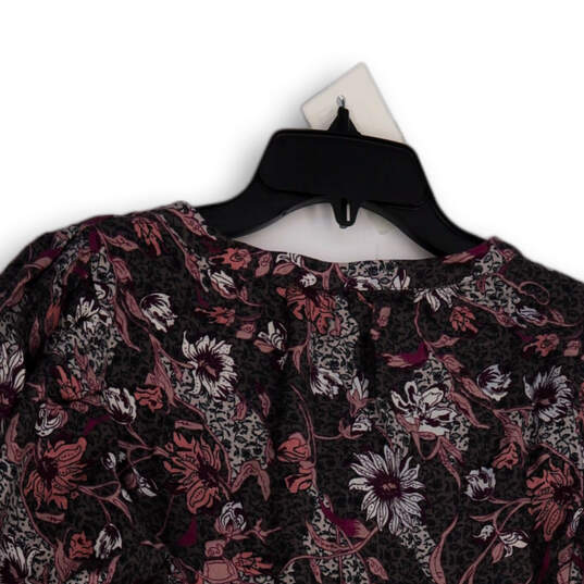 Womens Multicolor Floral  3/4 Sleeve Round Neck Pullover Blouse Top Size S image number 4