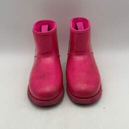 Ugg Womens Classic Clear Mini 1113190 Pink Fur Rubber Winter Boots Size 9